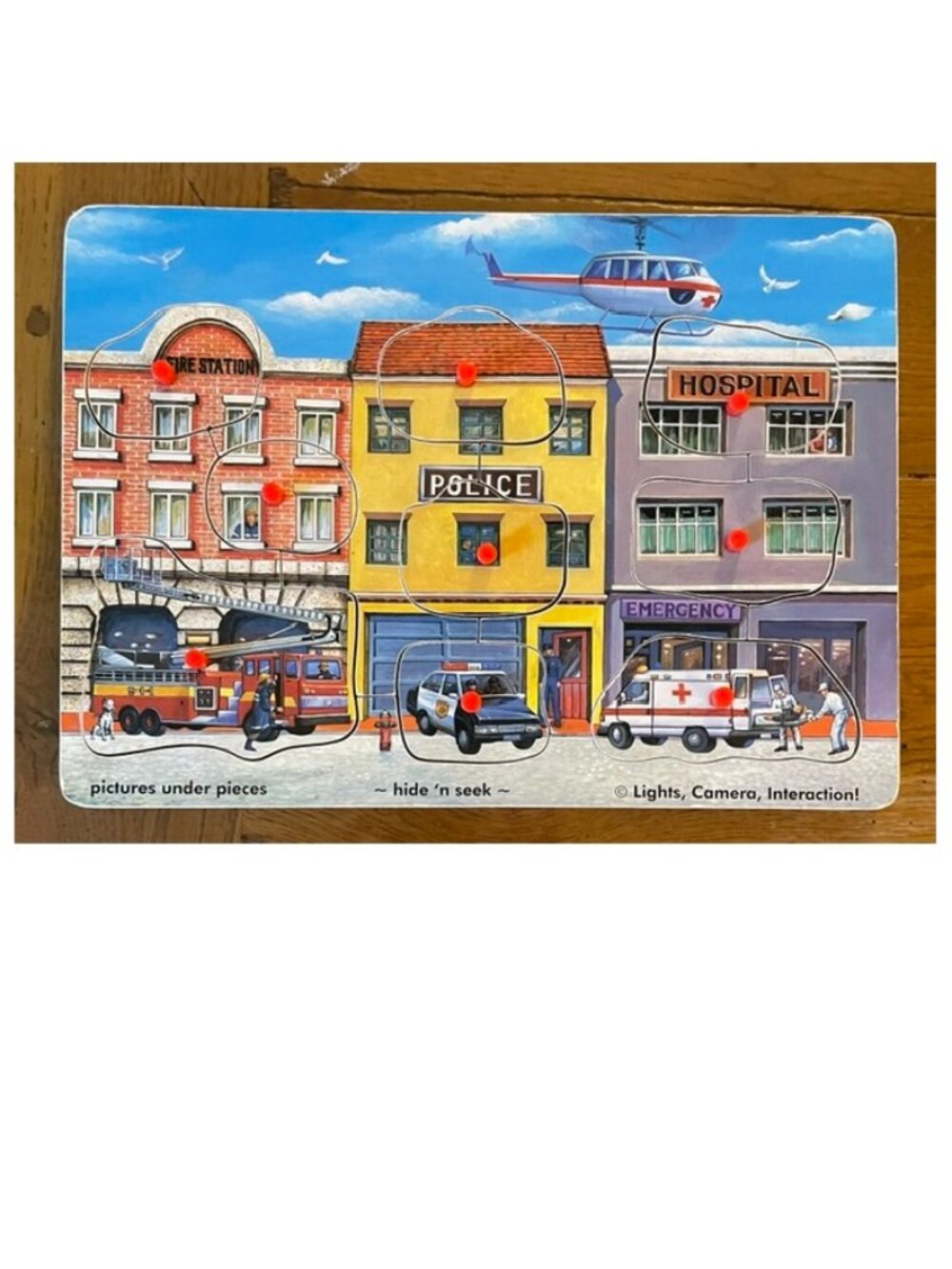 Melissa & Doug VINTAGE PEG PUZZLE City Emergency Workers Police Ambulance Fire